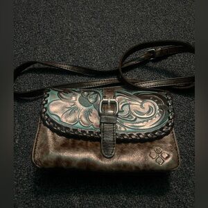Patricia Nash Embossed Small 100% LEATHER Crossbody Bag